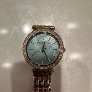 Gold Michael Kors Watch with Pearl Teal Face